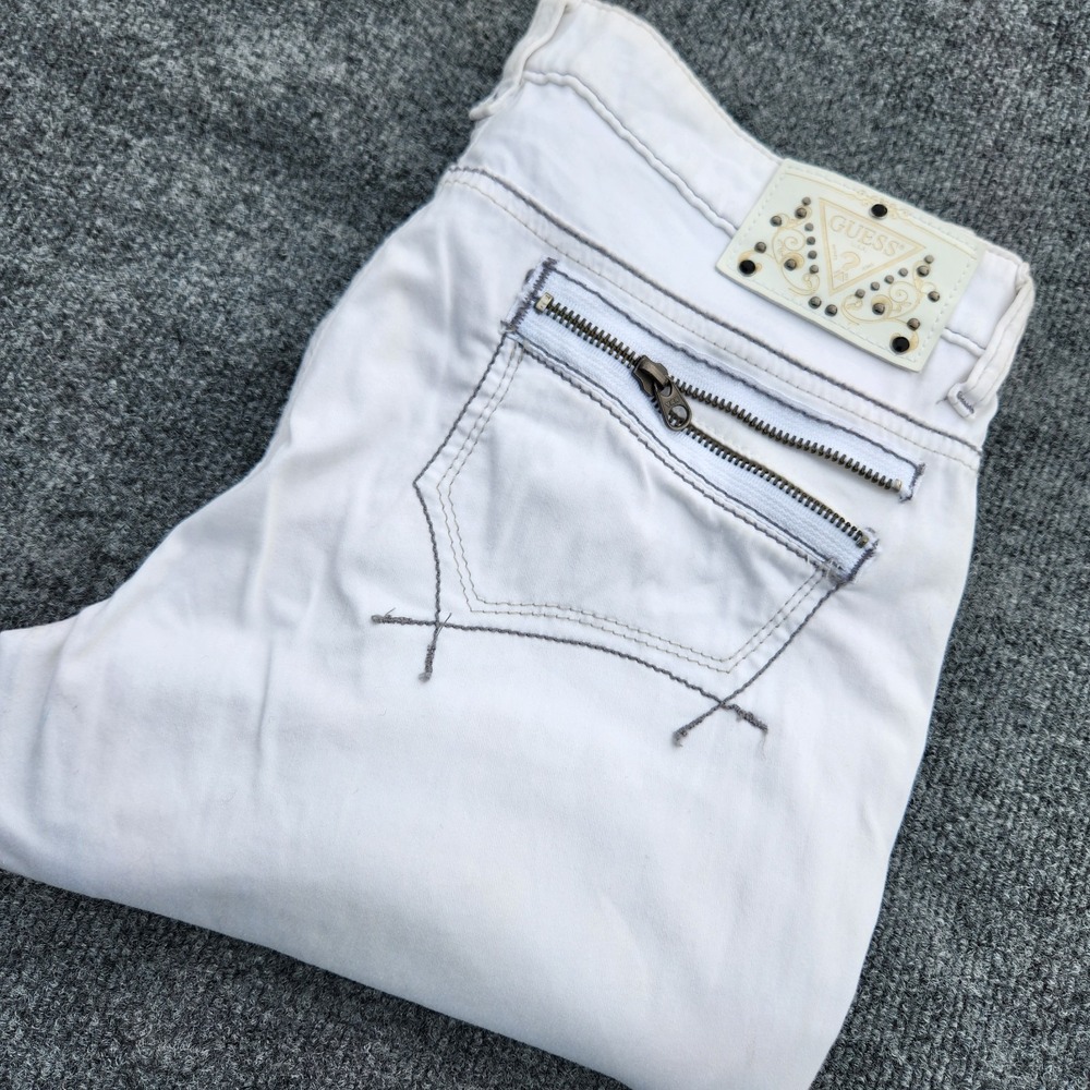 womens GUESS White Jeans Starlet Skinny Leg zipper pockets Stretch size 29‎ (32)